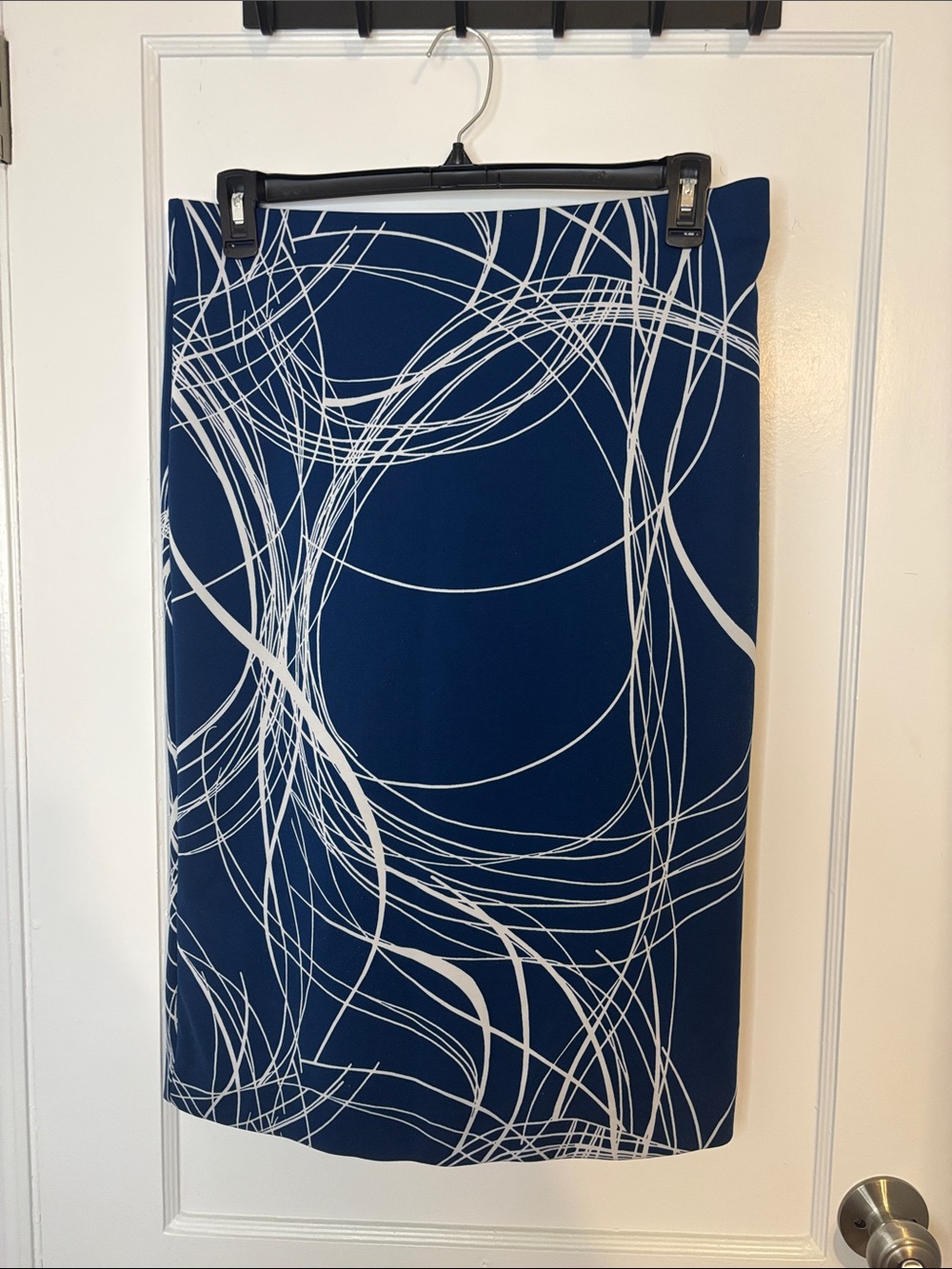 Alfani Navy and White Printed Pencil Skirt
